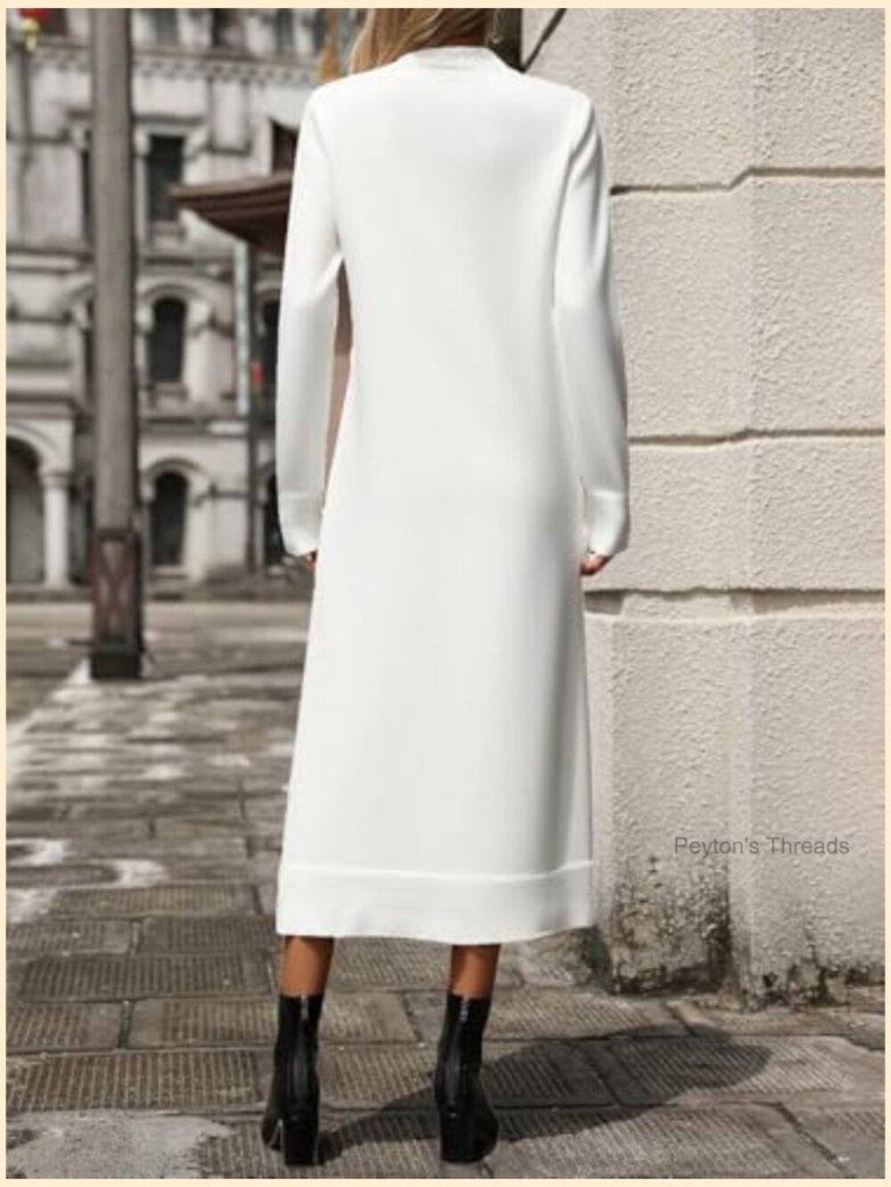 Loose Knitwear Long Sweater Dress for Women Crew Neck Striped Casual - Picture 2 of 6